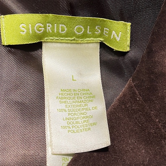 Sigrid Olson brown distressed soft suede top jacket Size Large - Picture 9 of 9